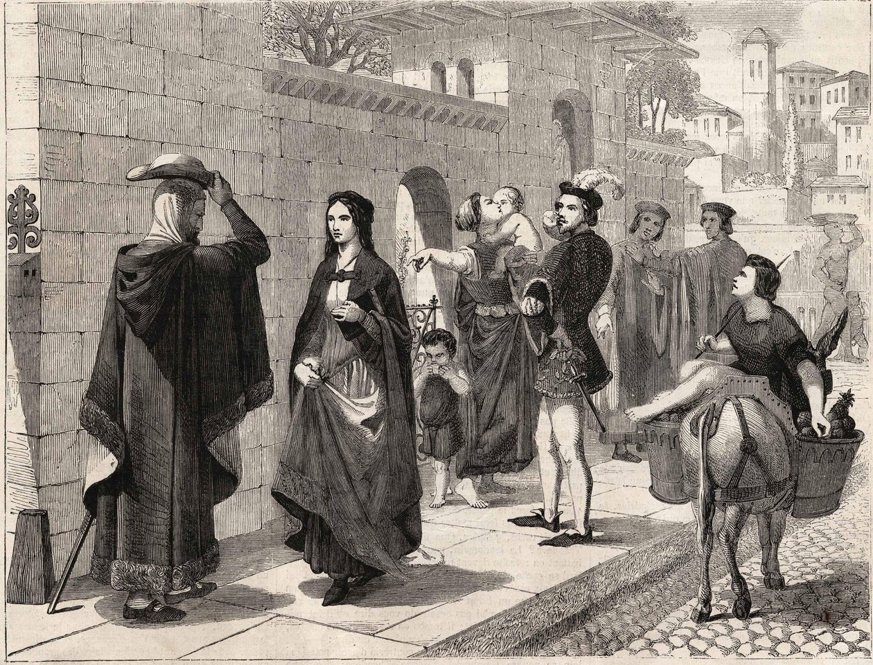 de eerste ontmoeting van Laure (Laura de Noves door Unknown artist