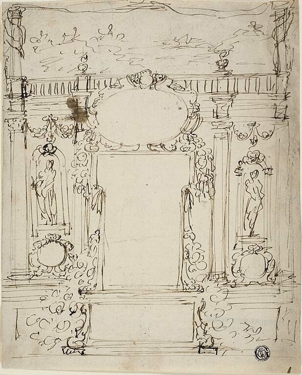 Spiegel met Cartouche door Unknown Italian