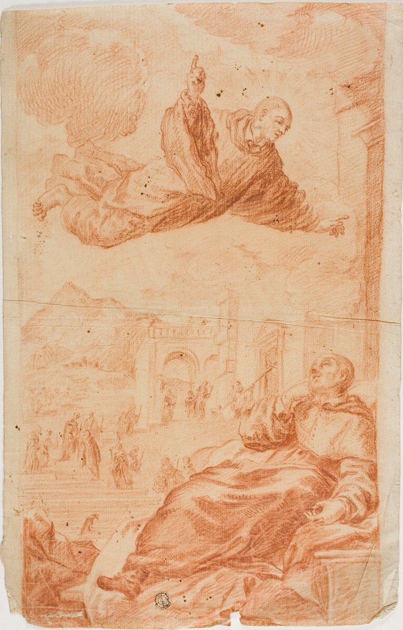 Heilige Verschijning aan Slapende Monnik door Unknown Italian