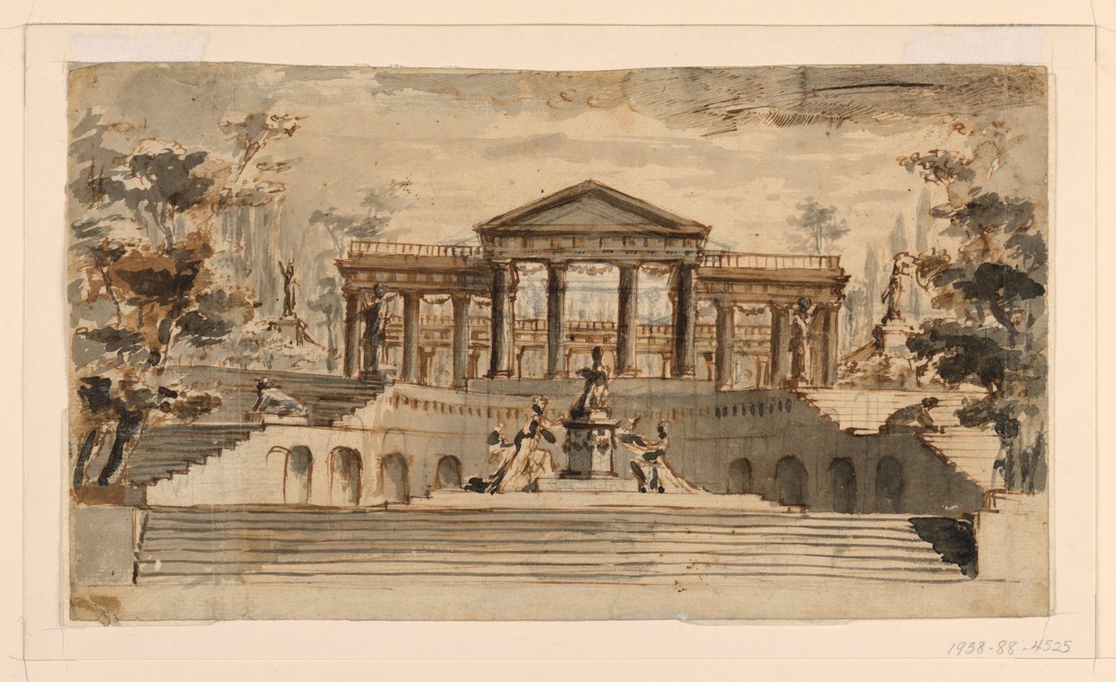 Toneelontwerp: Open Tempel in een Tuin door Unknown, Italian