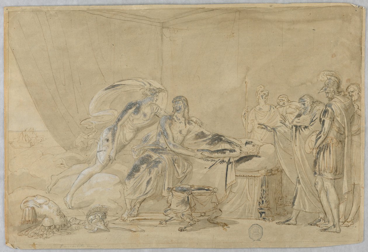 Tekening, Dood van een Meleager of een Held, 16e-19e eeuw door Unknown artistUnknown artist