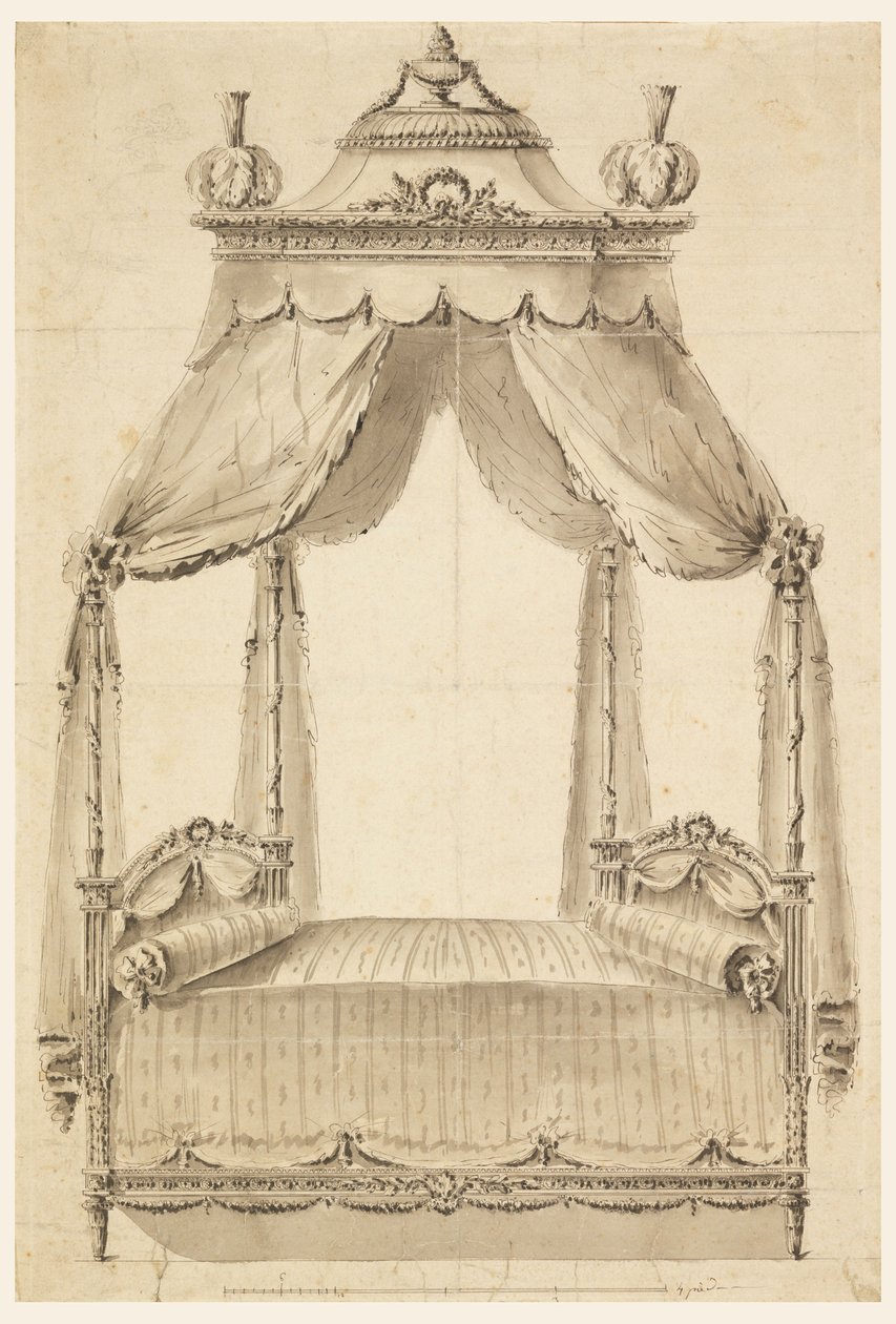 Tekening, Ontwerp voor een bed, ca. 1785 door Unknown artistUnknown artist