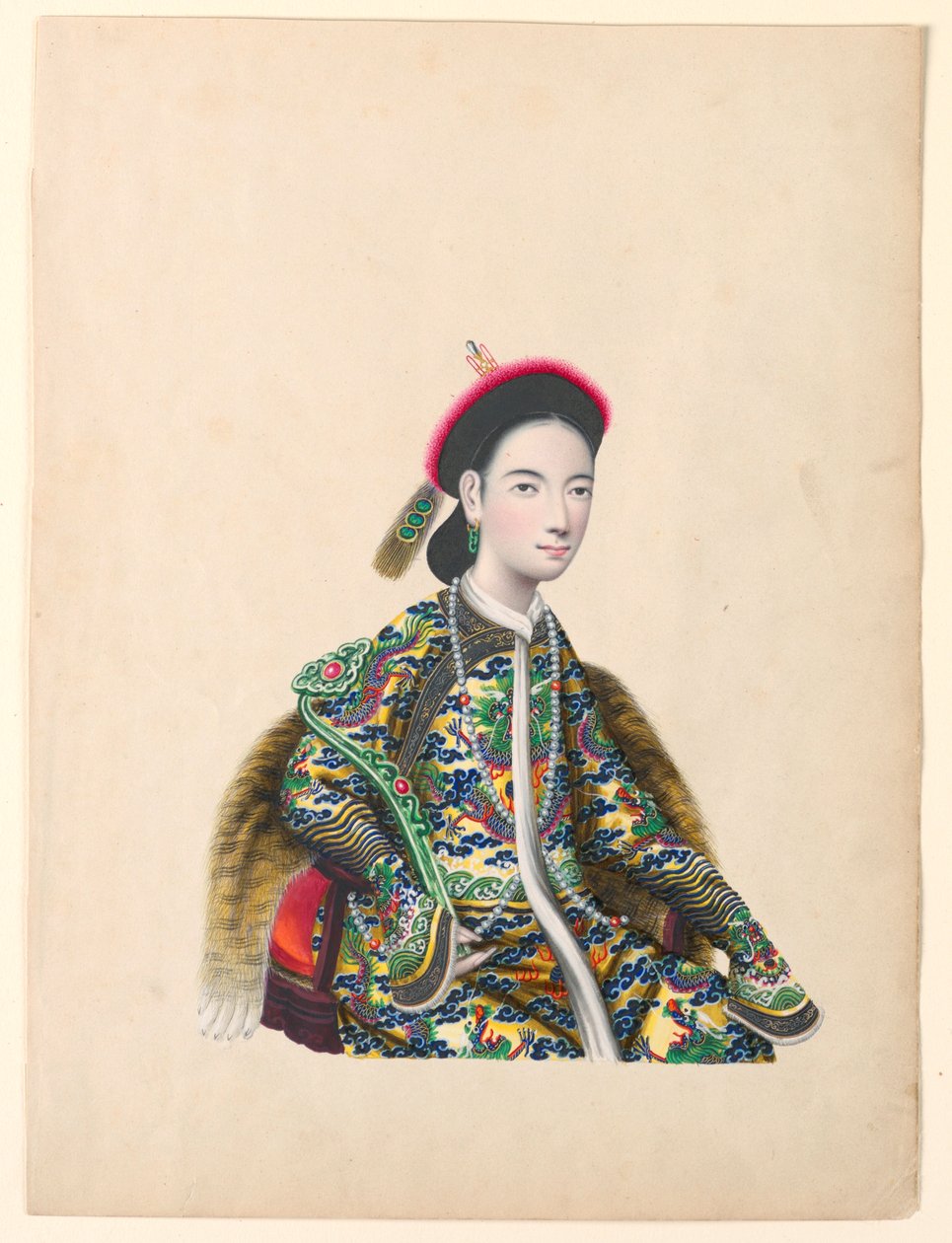 Miniatuur, Portret van zittende dame, ca. 1820-60 door Unknown artistUnknown artist
