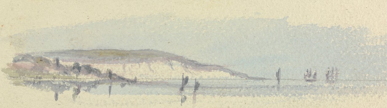 Een Kustlijn met Schepen op Zee door Unknown artist