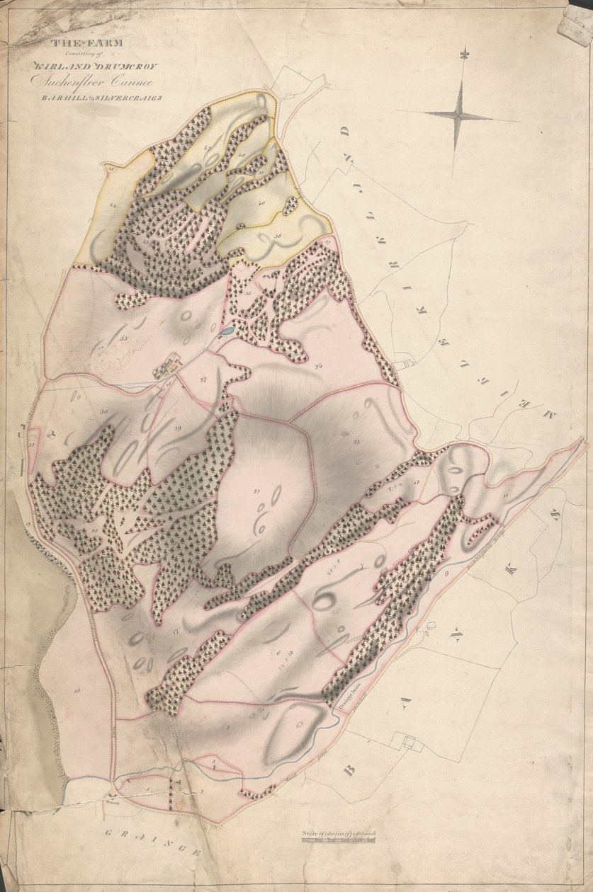Een verzameling onderzoeken van Schotse landgoederen van de Graaf van Selkirk: De boerderij bestaande uit Kirkland Drumcroy, Auchenfloor, Cannee, Barhill en Silvercraigs (voorheen Nuntons) door Unknown artist