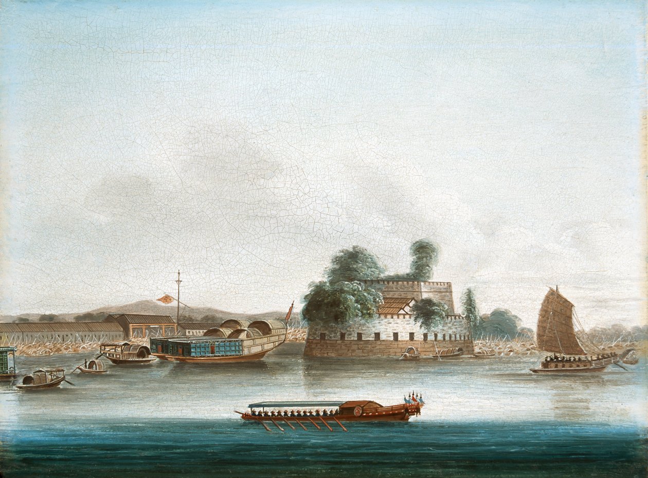 Een fort aan de Canton-rivier door Unknown artist