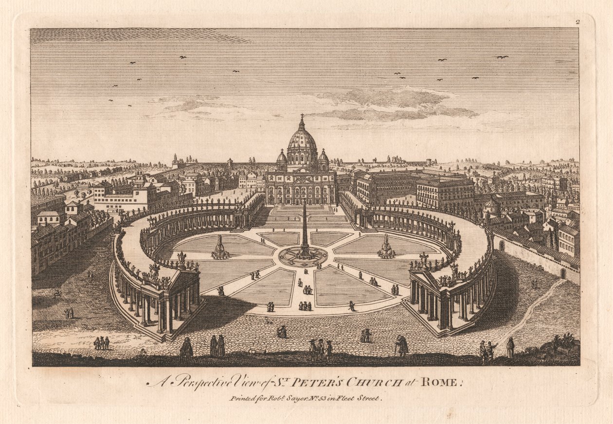 Een perspectivisch uitzicht op de Sint-Pieterskerk in Rome door Unknown artist