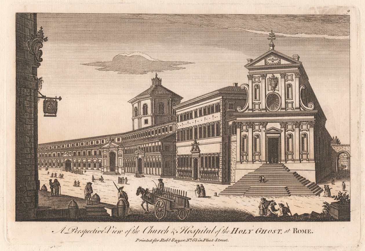 Een perspectief van de kerk en het ziekenhuis van de Heilige Geest in Rome door Unknown artist