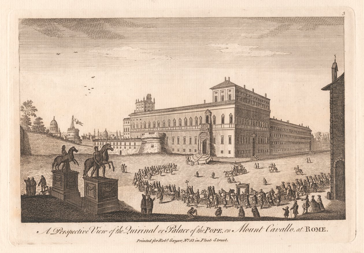 Een perspectivisch uitzicht op het Quirinaal of het paleis van de paus, op de Monte Cavallo in Rome door Unknown artist