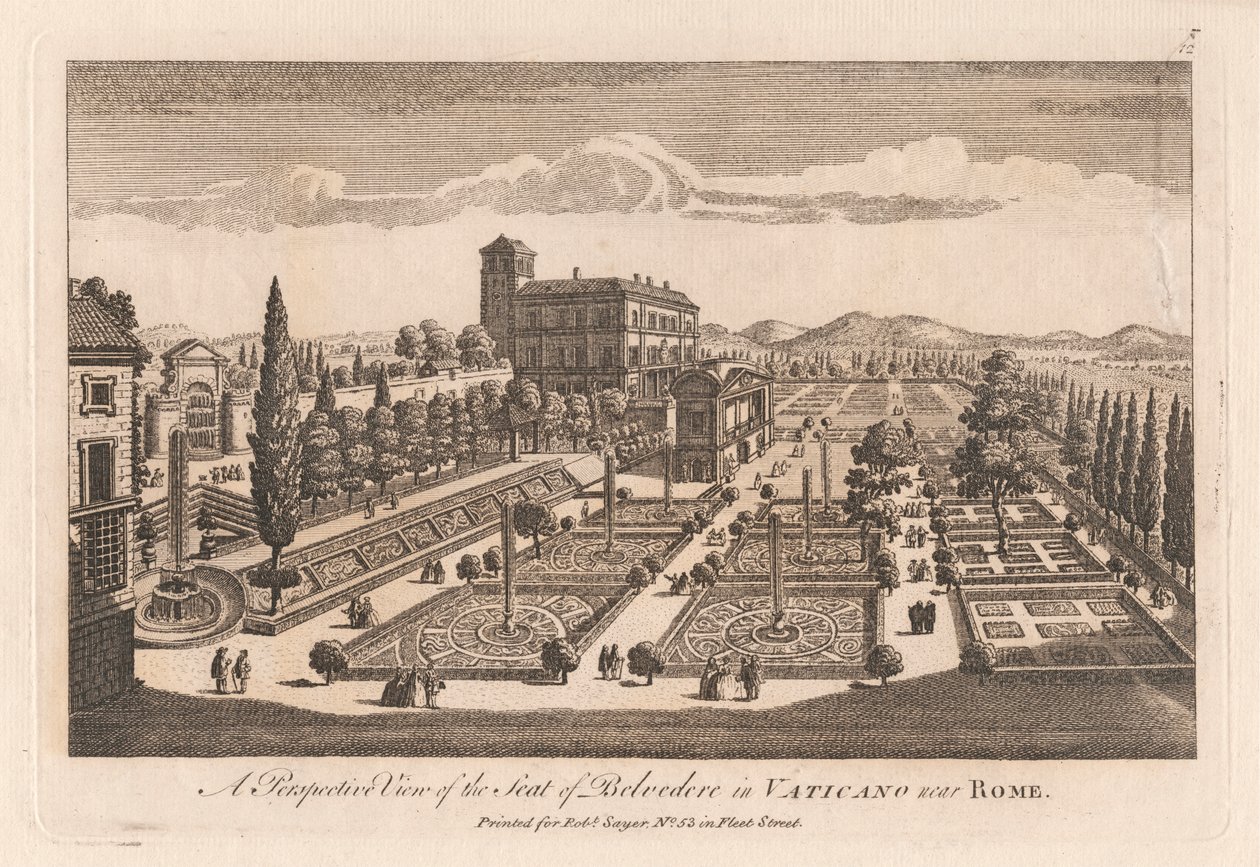Een perspectivisch uitzicht op de zetel van Belevedere in het Vaticaan nabij Rome door Unknown artist