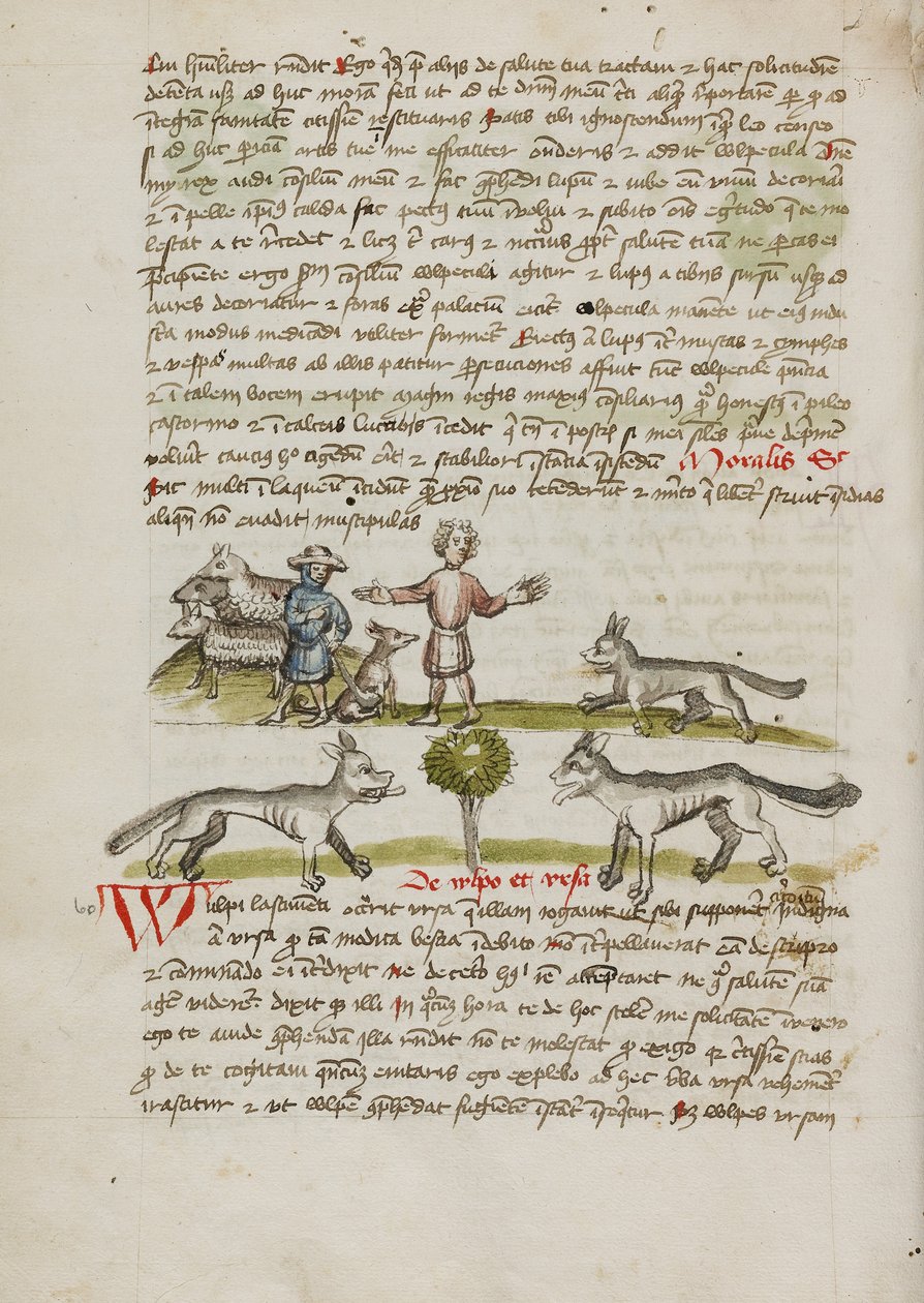 Een herder met zijn hond en kudde; Een man die een wolf verjaagt door Unknown artist