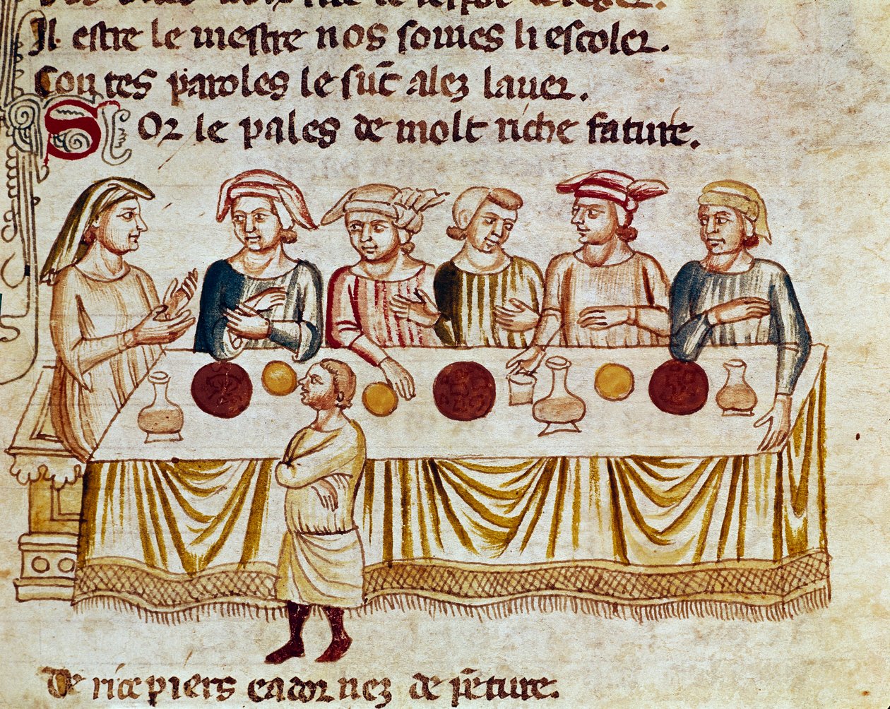 Een banketscène: een koning en zijn gasten door Unknown artist