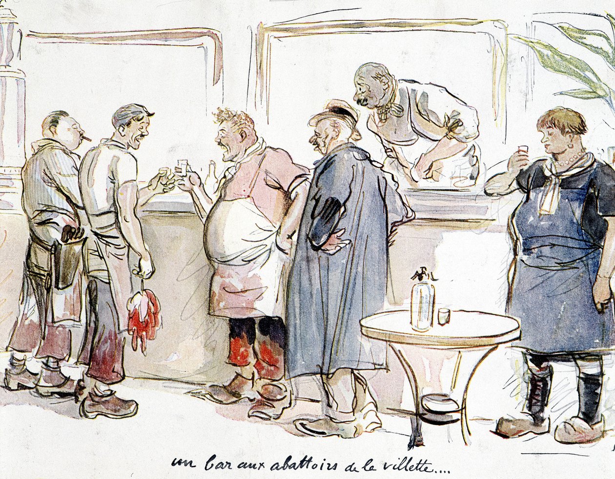 Een bar bij de slachthuizen van de Villette in Parijs door Unknown artist
