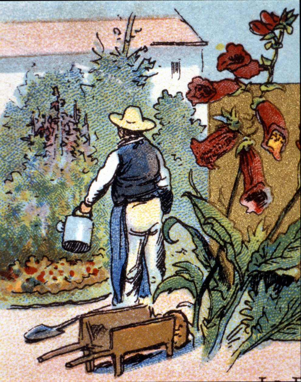 Een tuinman, chromolithografie door Unknown artist