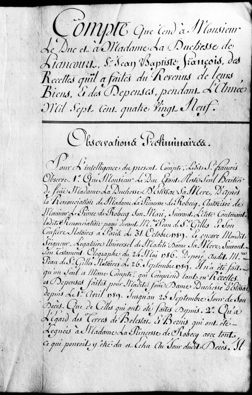 Rekeningboek voor het jaar 1789 van eigendom van de Hertog van Rochefoucauld Liancourt door Unknown artist