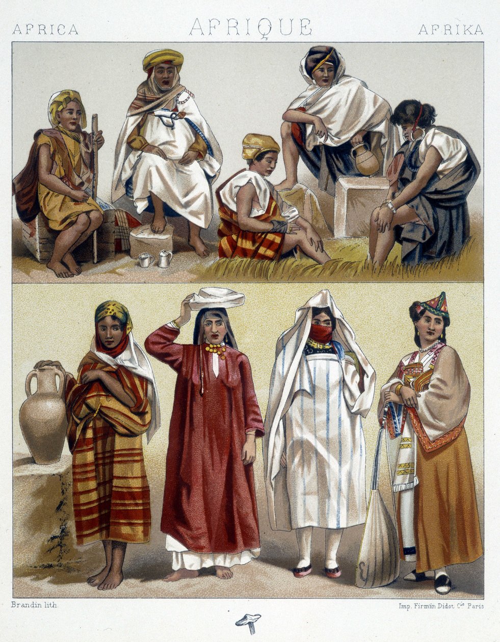 Algerije en Tunesië, volkskostuums - in "Le costume historique" door Racinet door Unknown artist