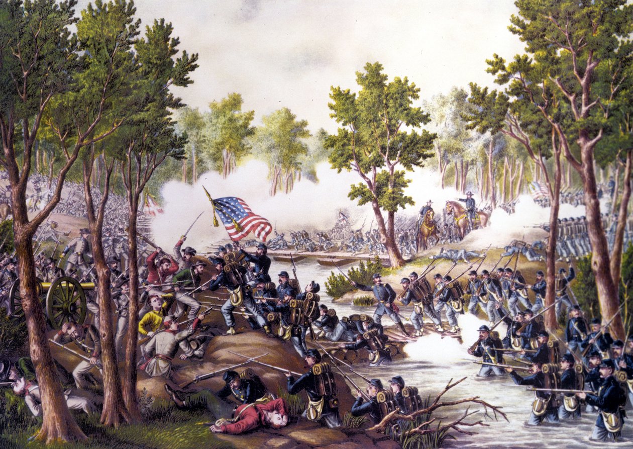 Amerikaanse Burgeroorlog (1861 - 1865): Slag bij Spotsylvania Courthouse (Virginia) 08-21 mei door Unknown artist