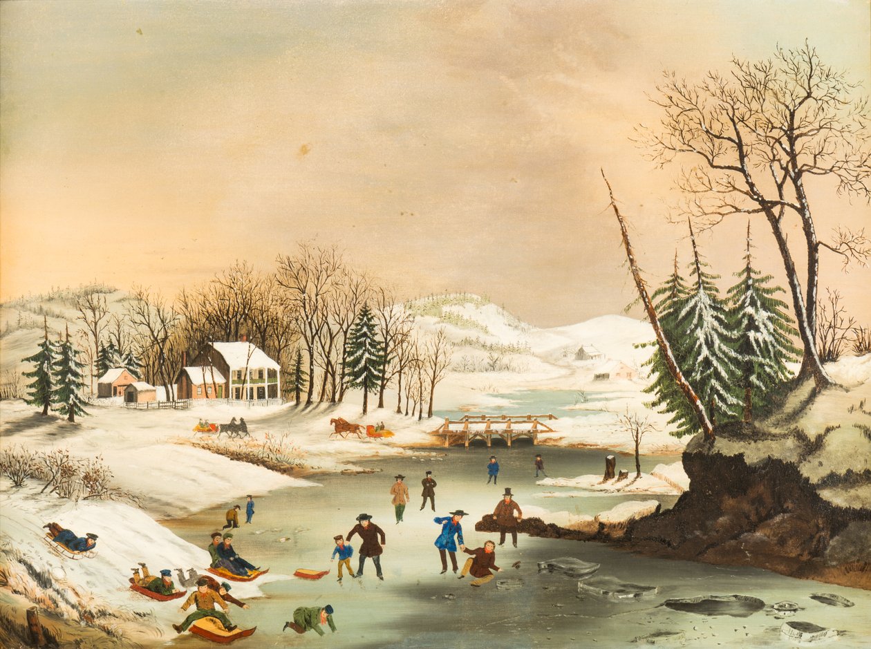 Amerikaanse winterlandschappen: Ochtend, na 1853 (olieverf op doek) door Unknown artist