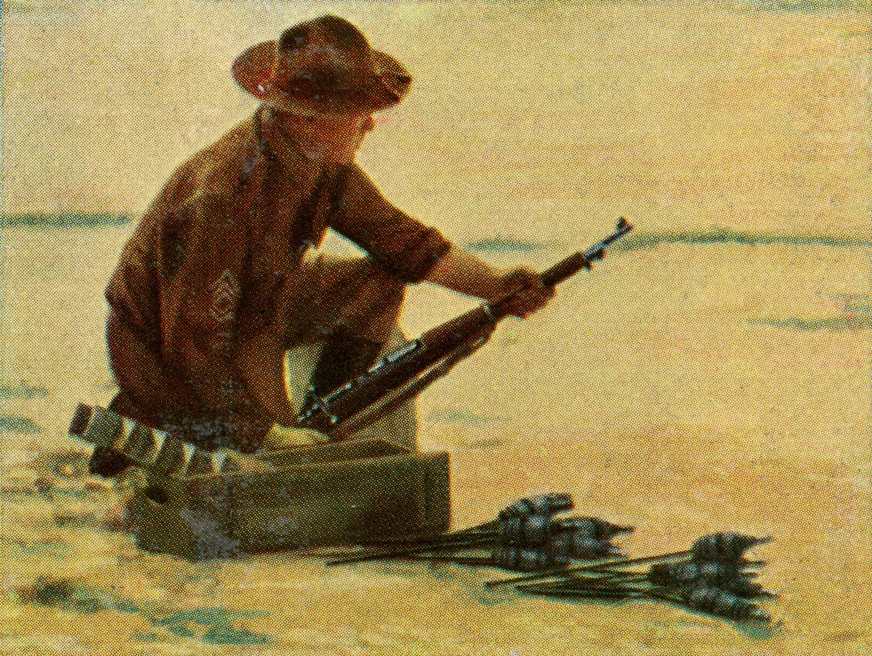 Amerikaanse infanterist met geweergranaten door Unknown artist