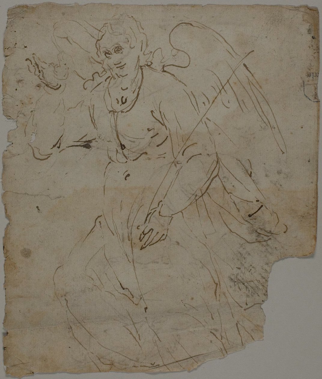 Annunciate Angel (recto); Schetsen van zittende figuur, en bovenste gedeelte en rechterhand van Annunciate Angel (verso) door Unknown artist