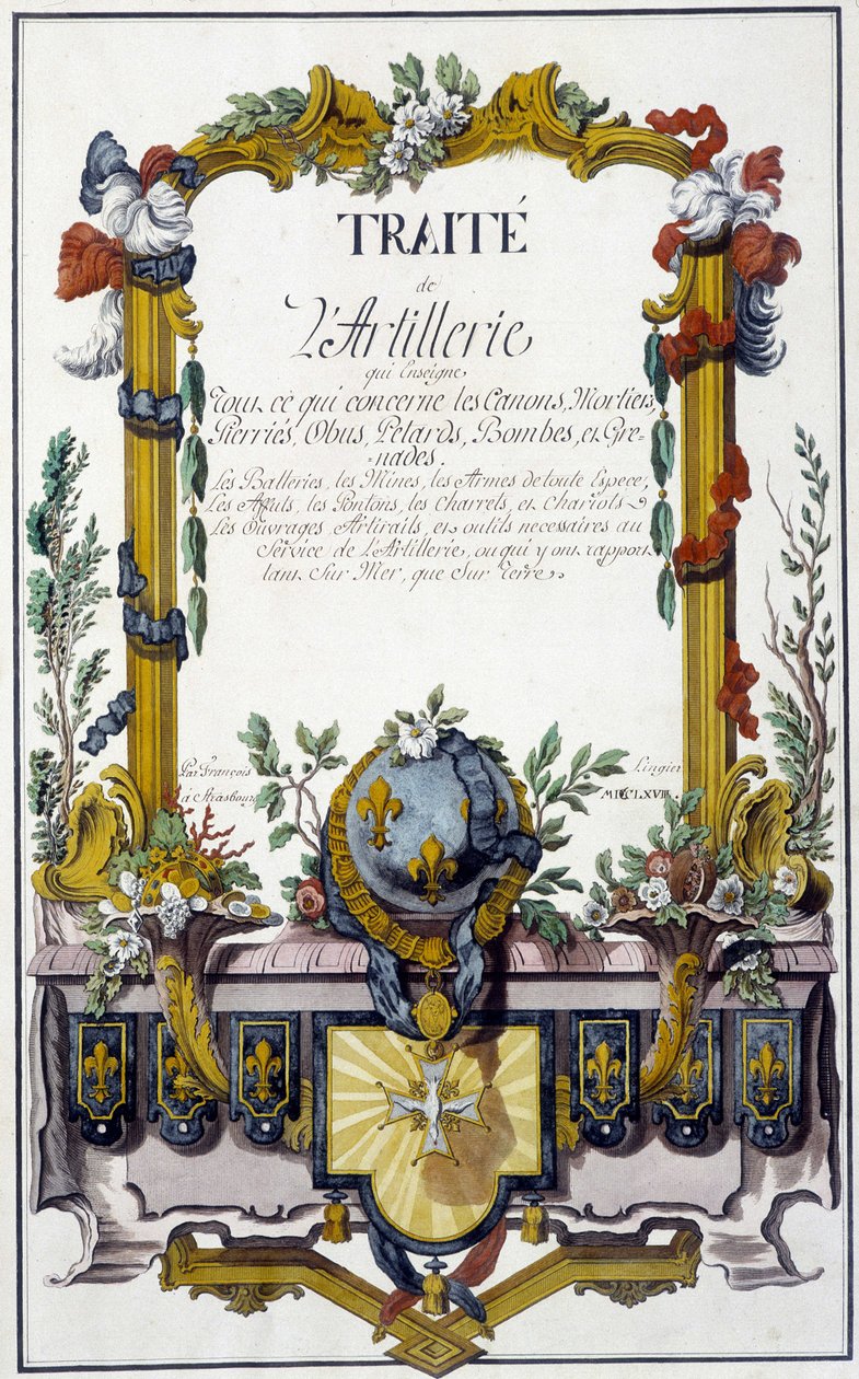 Artillerieverdrag - frontispice van het "Artillerieverdrag", door François Lingier, Straatsburg door Unknown artist