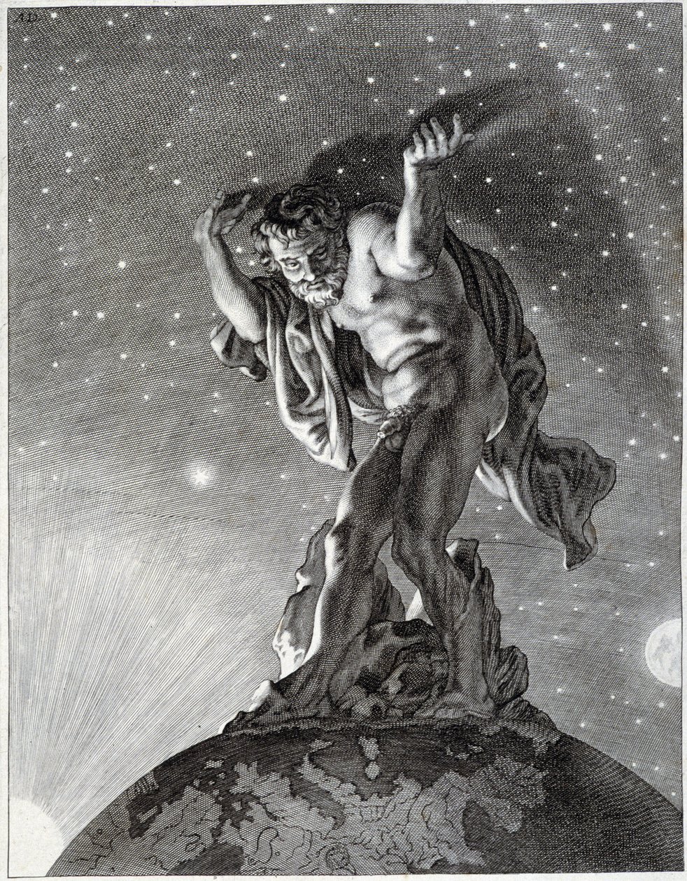Atlas die de hemel ondersteunt door Unknown artist