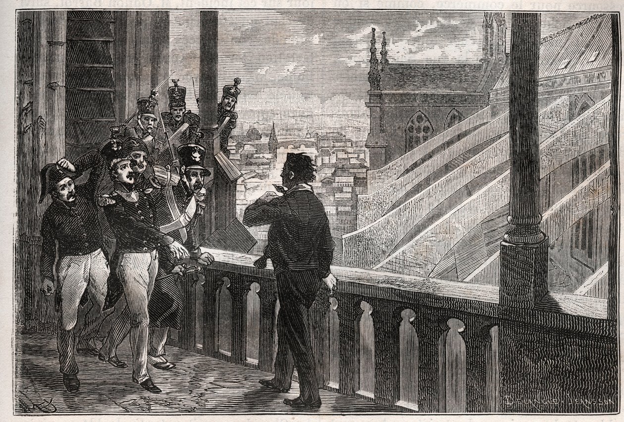 Aanslagen op Louis-Philippe I - De samenzwering van de torens van Notre-Dame op 4 januari door Unknown artist