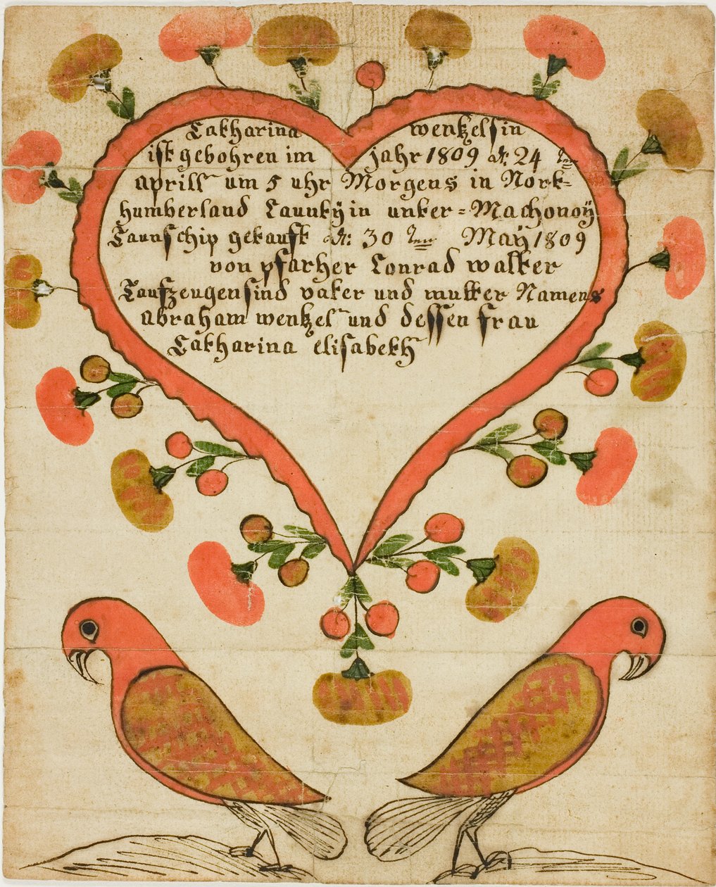 Doopcertificaat van Catharina Wentzelsin door Unknown artist