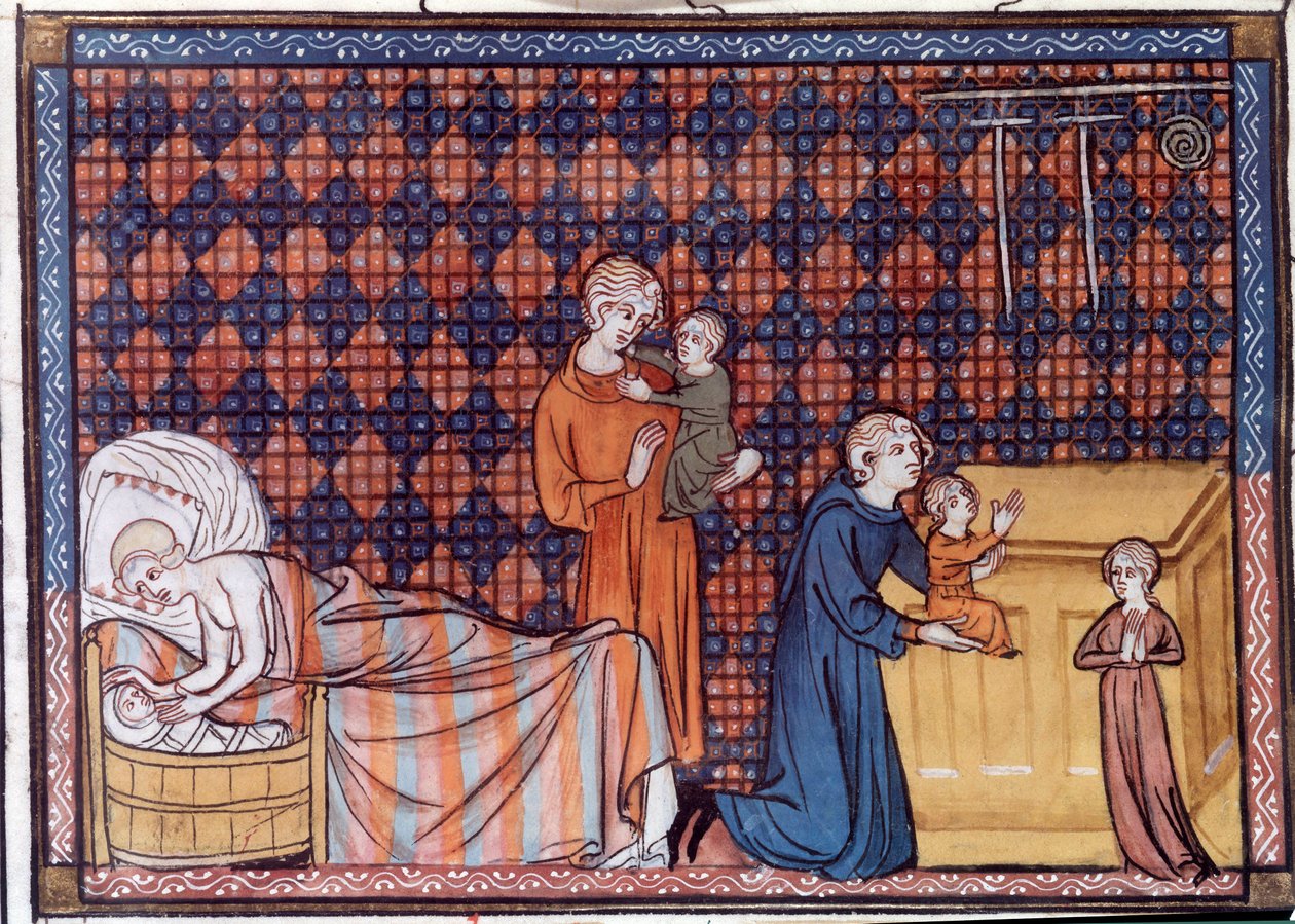 Geboorte en opvoeding van de koning van Frankrijk Lodewijk IX of Sint Lodewijk (1214-1270) door Unknown artist