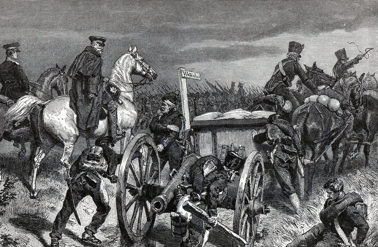Blüchers mars naar Waterloo - Pruisische generaal Gebhard Leberecht von Blücher (1742-1819) leidde zijn troepen naar Waterloo door Unknown artist