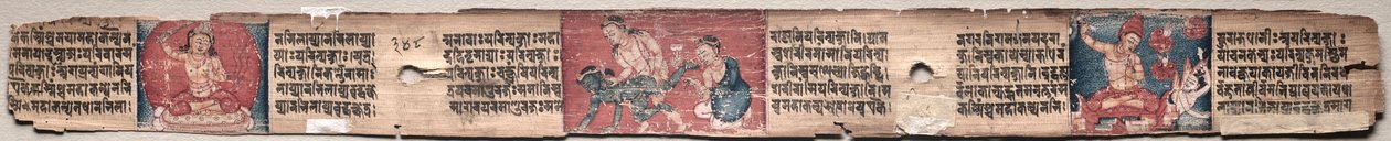 Bodhisattva Samantabhadra zuivert het pad naar verlichting, met Manjushri: Folio 348 (verso), uit een Gandavyuha-soetra (Schrift van de Opperste Array) door Unknown artist