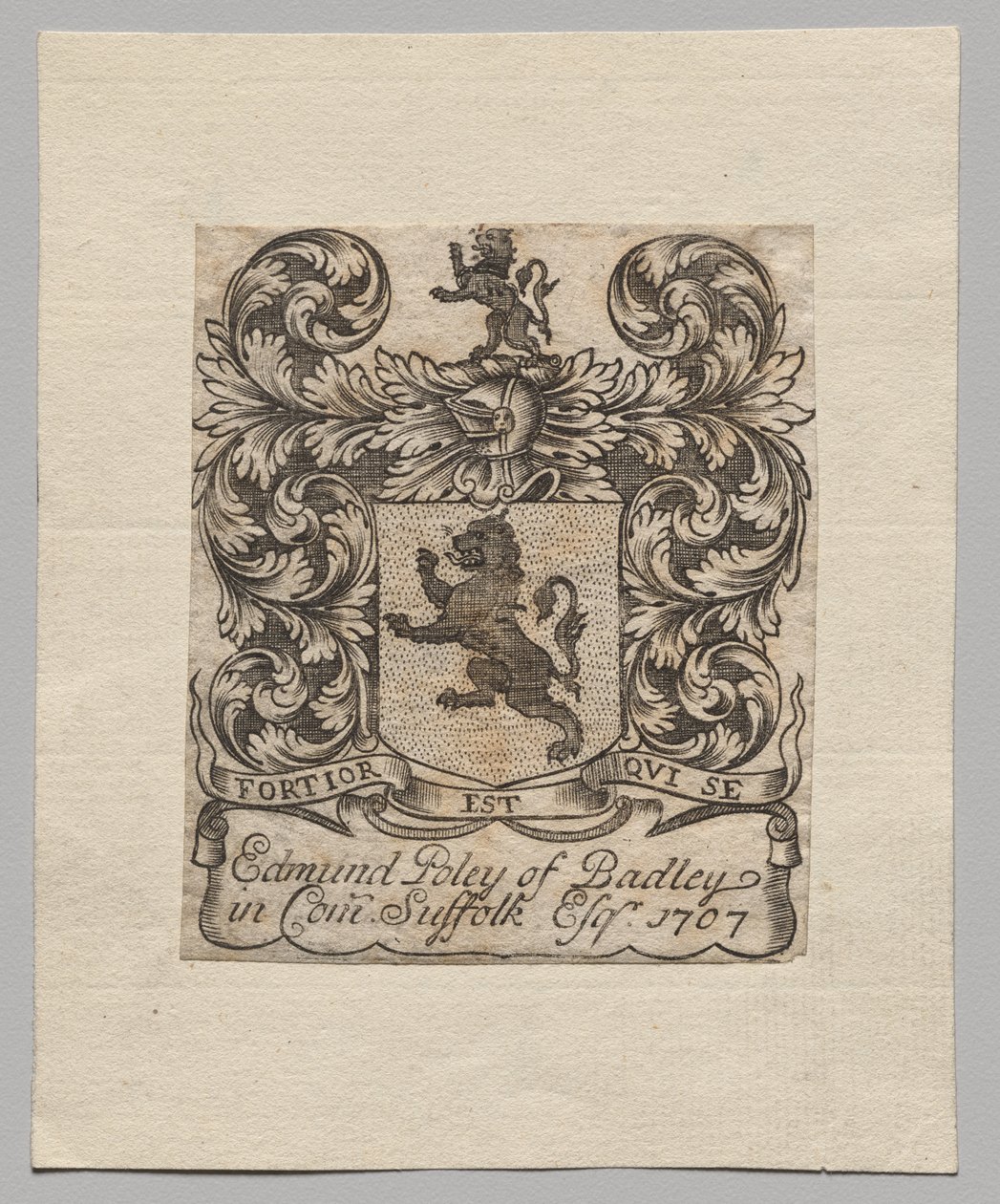 Boekplaat: Edmund Poley van Badley door Unknown artist