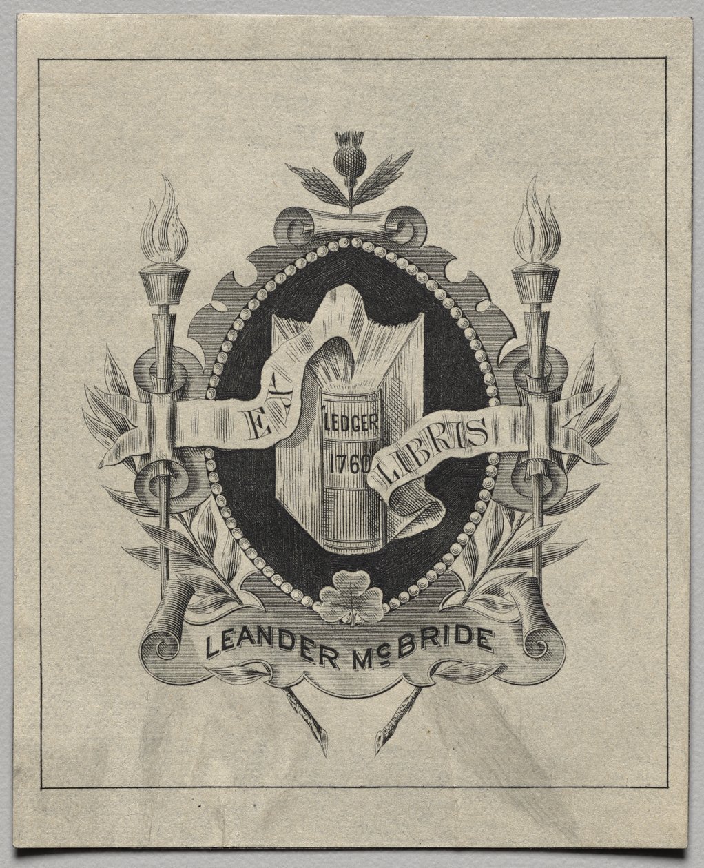 Boekplaat: Leander McBride door Unknown artist