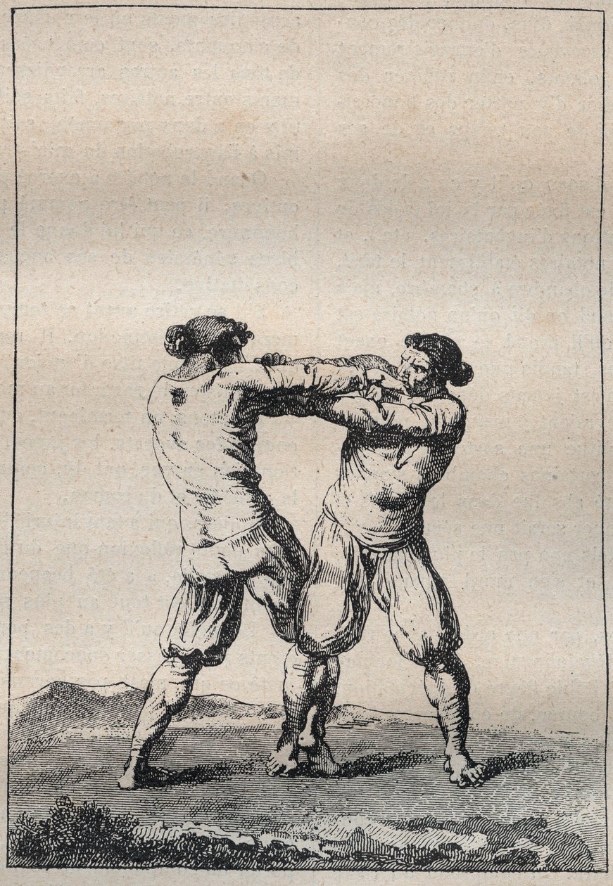 Bretonse worstelaars gravure in 