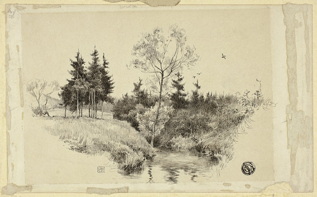 Beek in Bos door Unknown artist