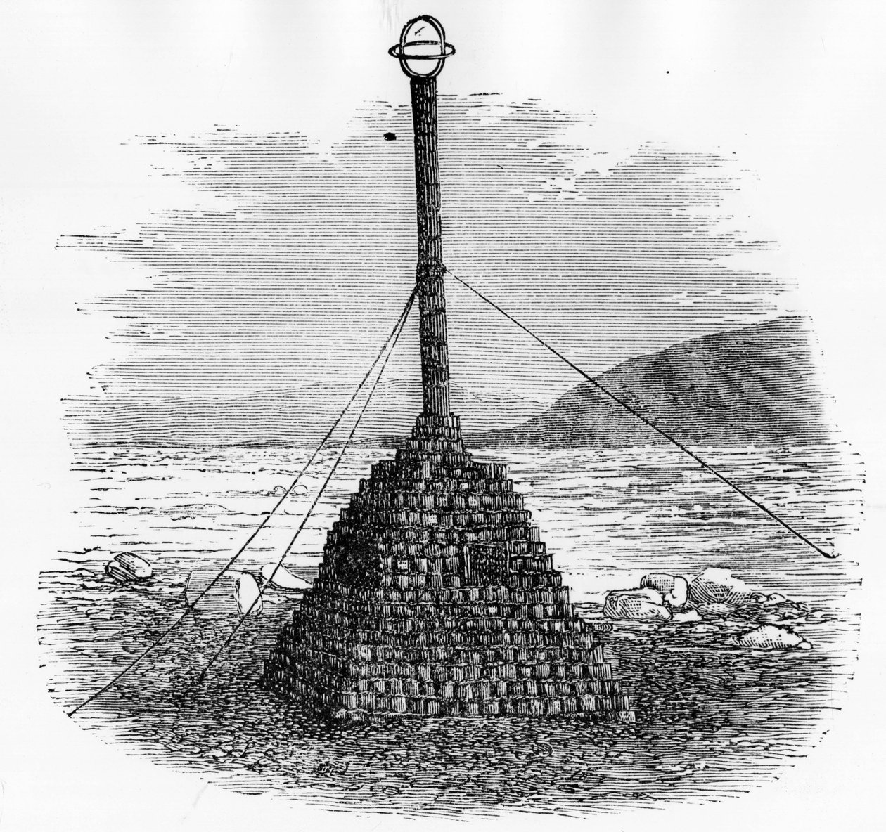 Cairn en brievenbus op de noordpool - Georges S. Nares, Un voyage à la mer polar, Parijs: Hachette door Unknown artist
