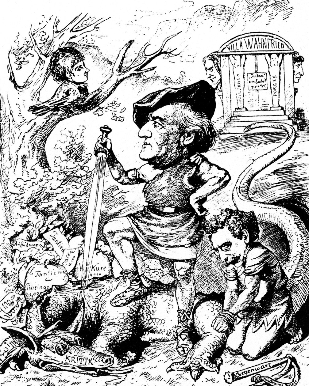 Karikatuur van Richard Wagner door Unknown artist