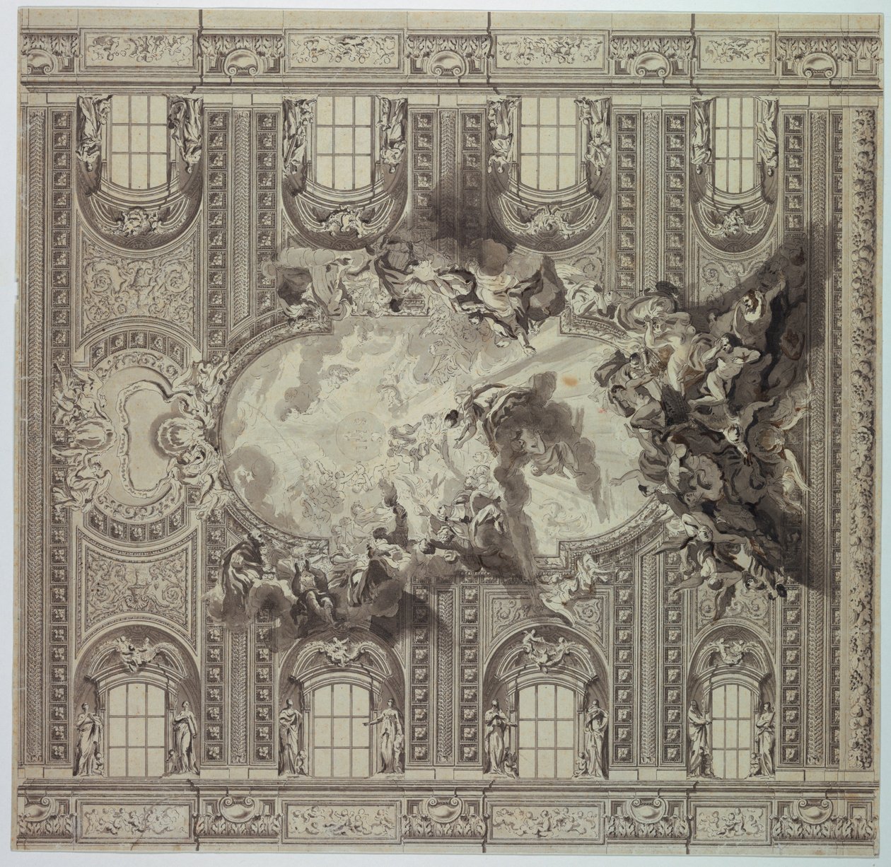 Plafond van de Kerk van het Gesù, Rome, Italië door Unknown artist
