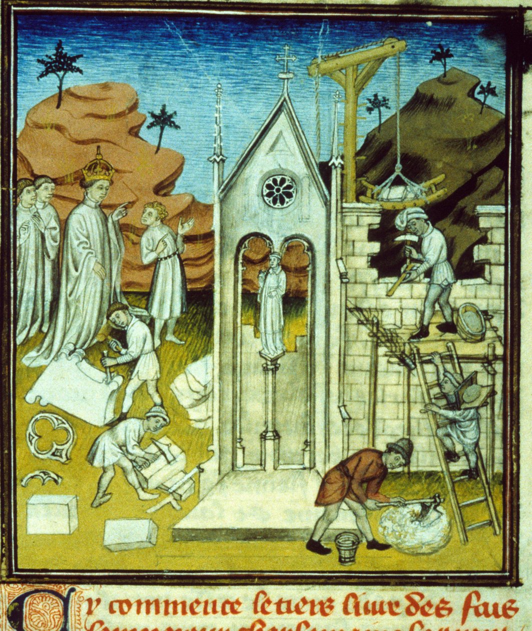 Karel de Grote bezoekt de bouwplaats van een kathedraal door Unknown artist