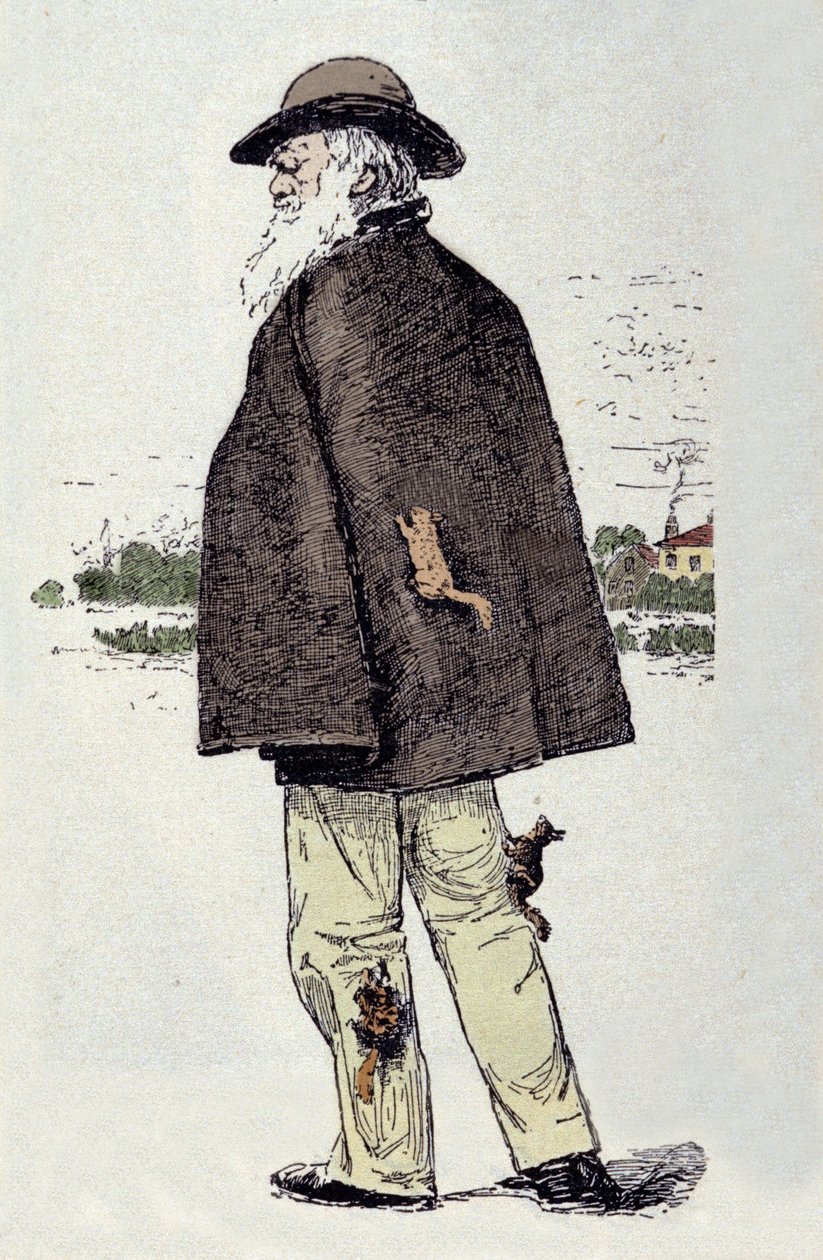 Charles Darwin (1809 - 1882), Engelse natuuronderzoeker met eekhoorns. door Unknown artist