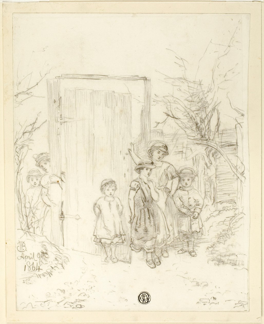 Kinderen bij een Deur door Unknown artist
