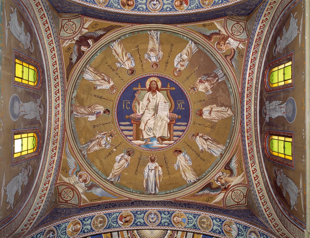 Christus Pantocrator met de apostelen door Unknown artist