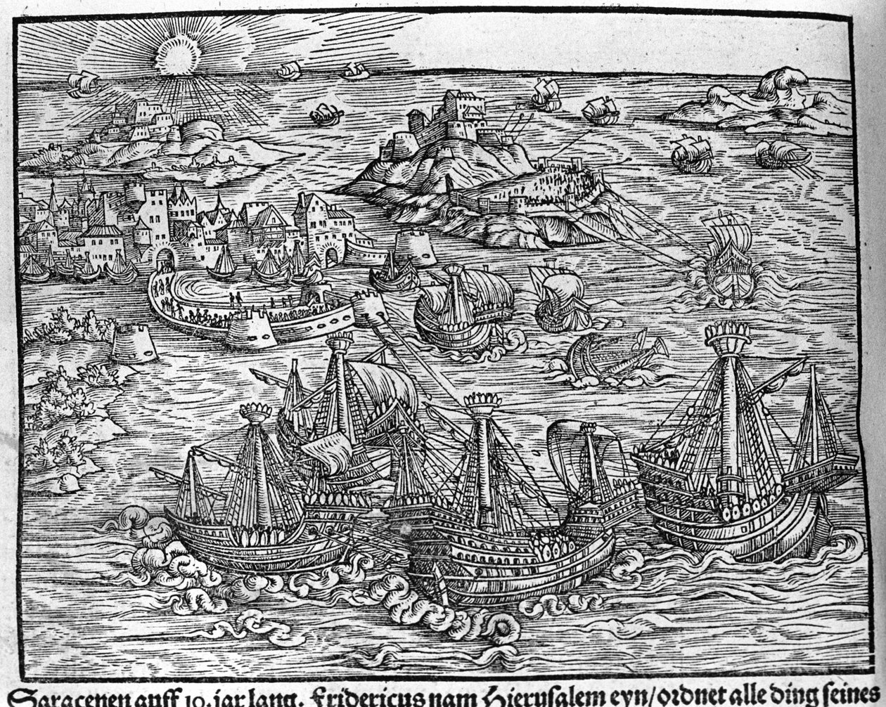 Botsingen tussen Saracenen. Gravure door Johann Stumpff 
