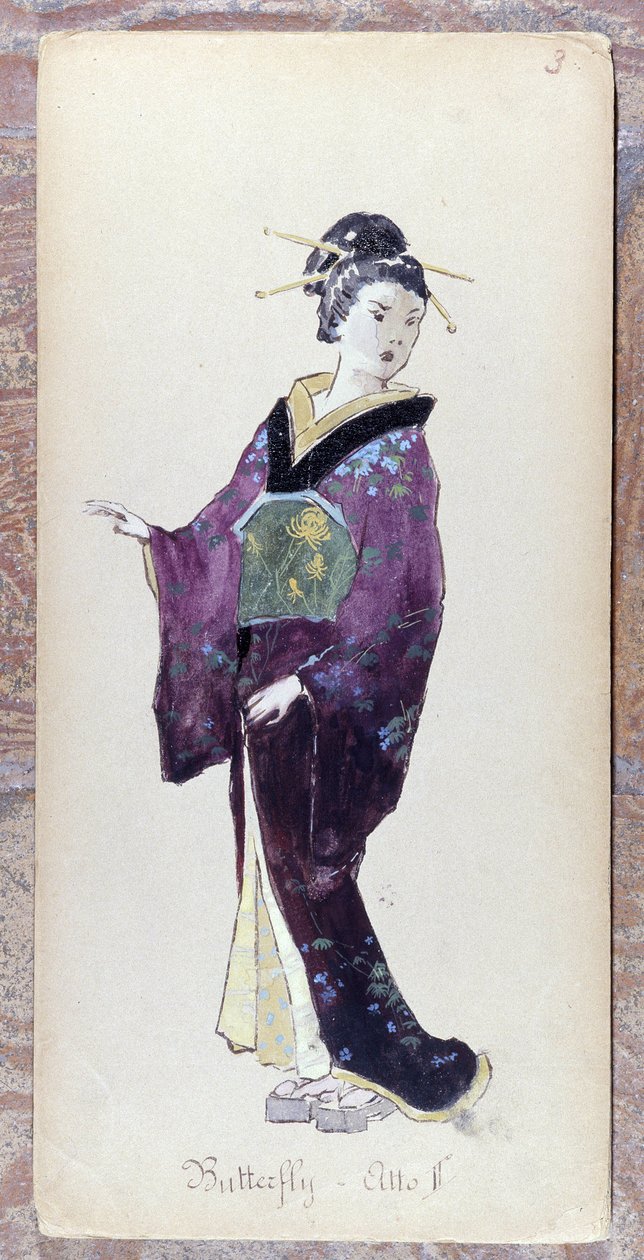 Kostuum van Madame Butterfly act II voor de creatie van Madame Butterfly door Giacomo Puccini in 1904. Collectie van het Museo della Scala in Milaan. door Unknown artist