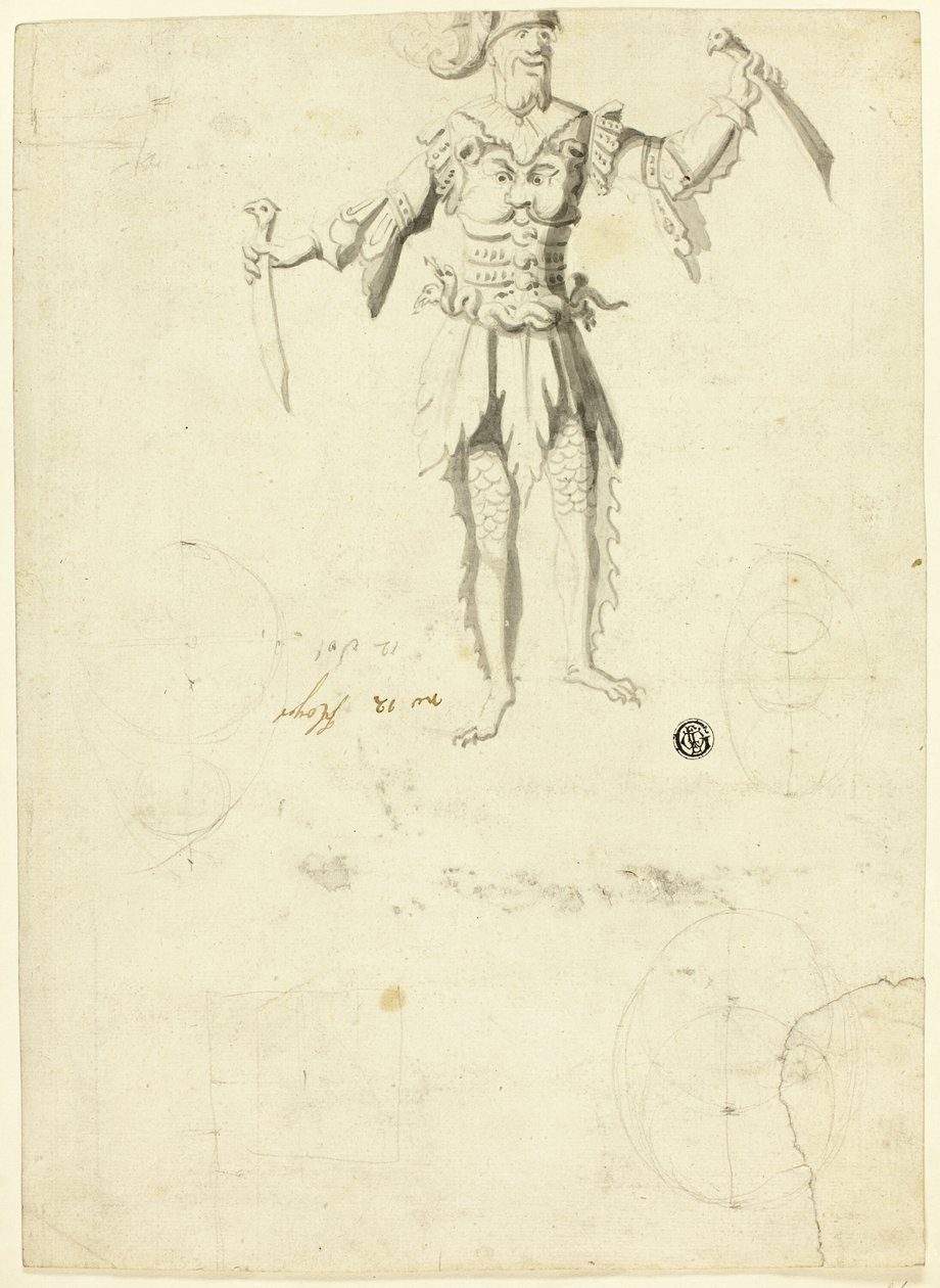 Gekostumeerde man met twee zwaarden door Unknown artist