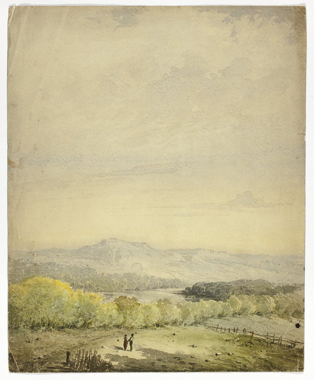 Koppel hand in hand in een veld door Unknown artist