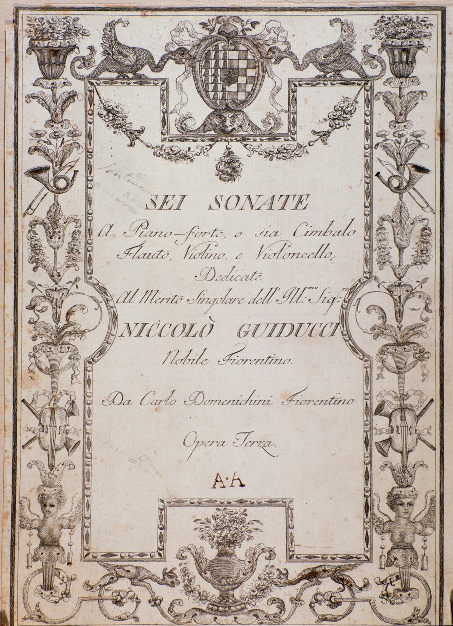 Omslag van Zes Sonates, Op. 3 door Carlo Domenighini door Unknown artist