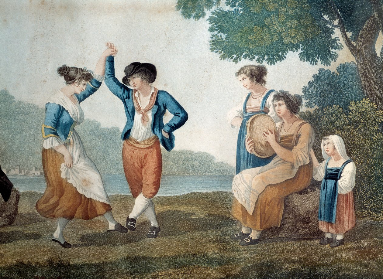 Dansers in Frascati nabij Rome door Unknown artist