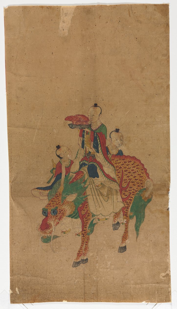 Daoïstische onsterfelijke op een Qilin en twee begeleiders door Unknown artist