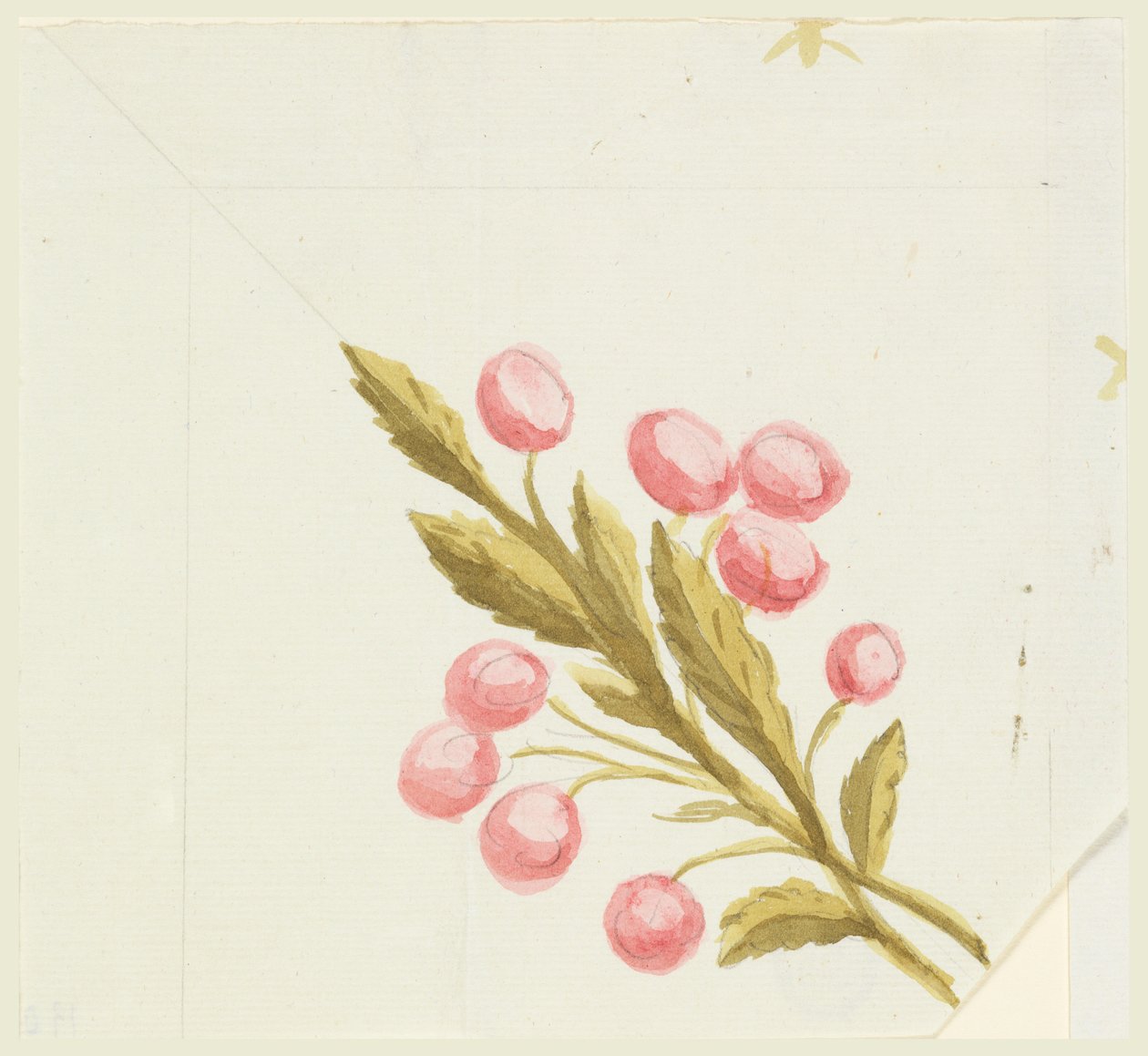 Ontwerp voor hoekmotief voor geweven of geborduurde rand door Unknown artist